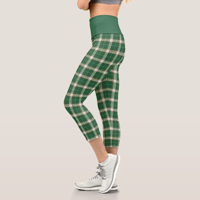Christmas Plaid 5 Capri Leggings (Left)
