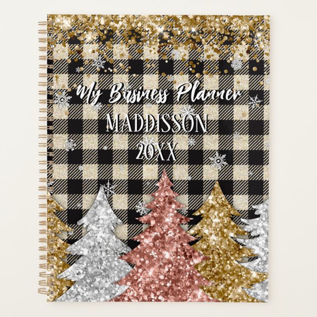 Christmas Plaid And Glitter Name Planner (Front)