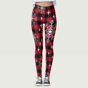 Christmas Plaid and Snowflakes Laddies Leggings