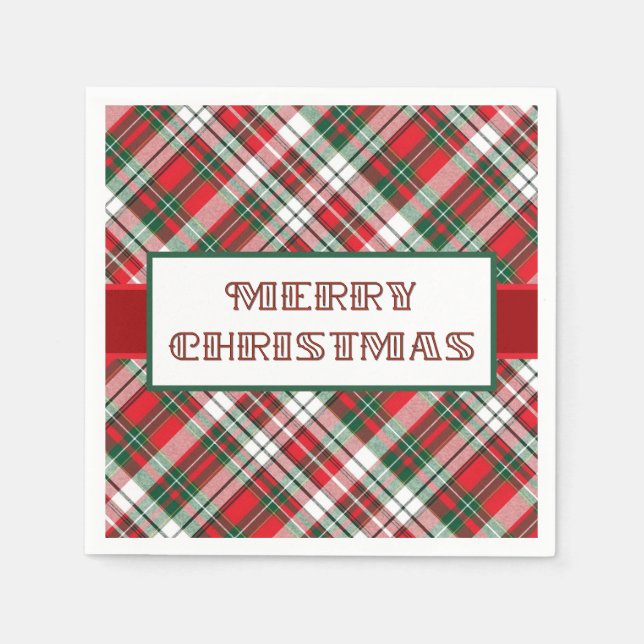Christmas Plaid Bright with Merry Christmas Napkins (Front)