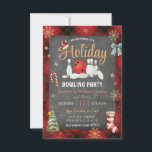 Christmas Plaid Chalkboard Holiday Bowling Party Invitation<br><div class="desc">Christmas Plaid Chalkboard Holiday Bowling Party Invitation</div>