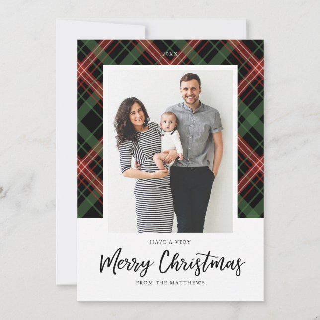 Christmas Plaid Christmas Photo Card (Front)