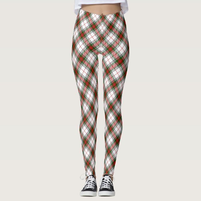 Christmas Plaid ~ Classic Red, Green and White Leggings (Front)