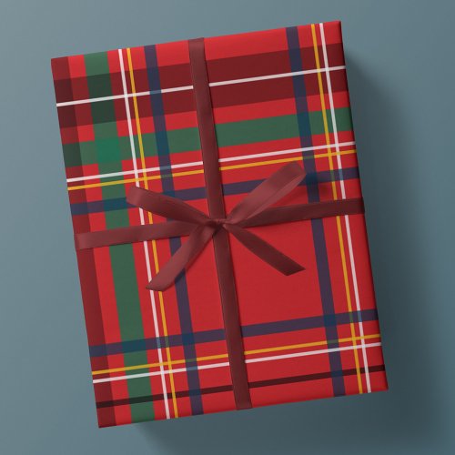 Christmas plaid classic red holiday  wrapping paper