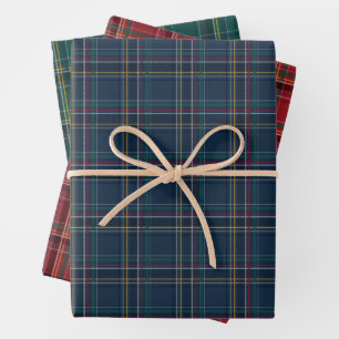 Christmas plaid colorful coordinating holiday wrapping paper sheets