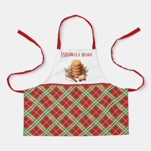 Christmas plaid cookie baking add name watercolor apron