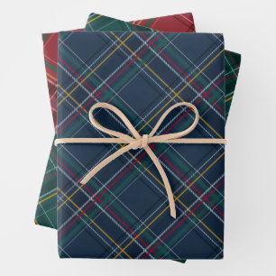 Christmas plaid coordinating red navy green wrappi wrapping paper sheets