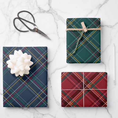 Christmas plaid coordinating red navy green wrappi wrapping paper sheets