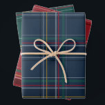 Christmas plaid coordinating red navy green wrapping paper sheets<br><div class="desc">A bold modern take on a classic holiday plaid makes this wrapping paper set perfect way for both traditional and unconventional gift givers. The classic navy blue, red and green plaids complement each other and also coordinate with the Lea Delaveris Design Merry & Bright Plaid holiday collection of cards, gifts...</div>