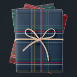 Christmas plaid coordinating red navy green wrapping paper sheets<br><div class="desc">A bold modern take on a classic holiday plaid makes this wrapping paper set perfect way for both traditional and unconventional gift givers. The classic navy blue, red and green plaids complement each other and also coordinate with the Lea Delaveris Design Merry & Bright Plaid holiday collection of cards, gifts...</div>