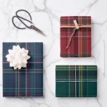 Christmas plaid coordinating red navy green wrapping paper sheets<br><div class="desc">A bold modern take on a classic holiday plaid makes this wrapping paper set perfect way for both traditional and unconventional gift givers. The classic navy blue, red and green plaids complement each other and also coordinate with the Lea Delaveris Design Merry & Bright Plaid holiday collection of cards, gifts...</div>