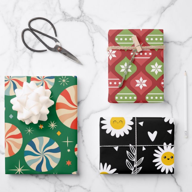 Christmas plaid coordinating wrapping paper sheets (Front)