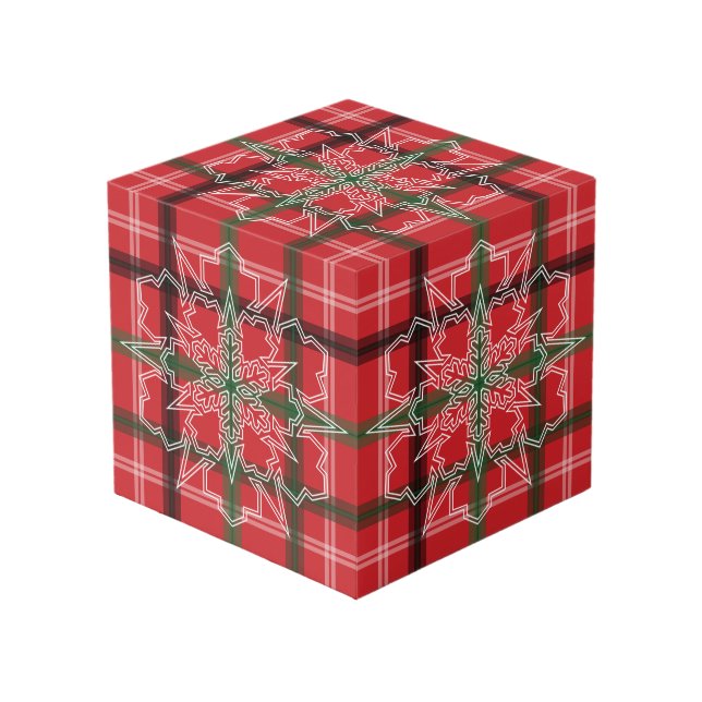 Christmas plaid cube (Front Angled)