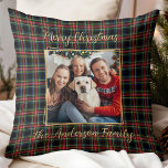 Christmas Plaid Custom Gold Modern Photo Family Throw Pillow<br><div class="desc">Capture the essence of the holiday season with our Personalized Merry Christmas Plaid Pillow. Perfect for adding a touch of rustic charm to any home, this pillow combines the warmth of a farmhouse aesthetic with a modern twist, making it an ideal addition to your holiday décor. Features Traditional Plaid Design:...</div>