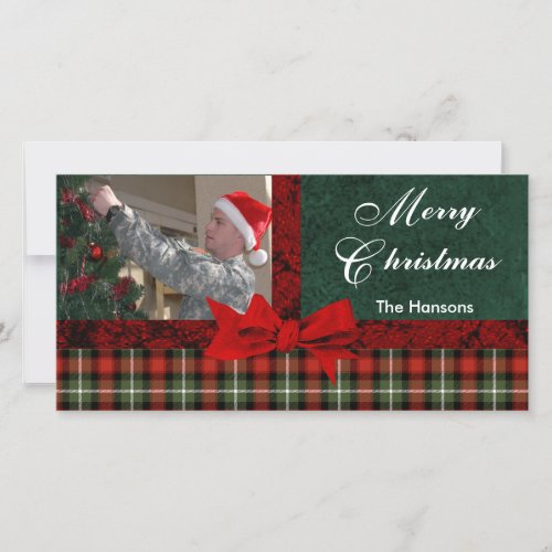 Christmas Plaid Custom Personalized Picture Holiday Card
