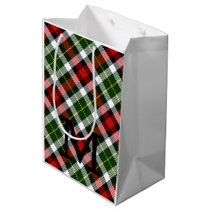 Christmas Plaid Family INITIAL Festive Holiday Fun Medium Gift Bag