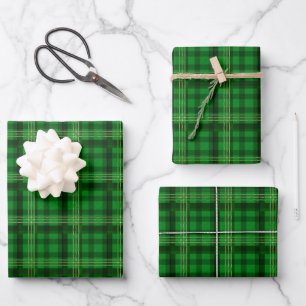 Christmas plaid green traditional country classic wrapping paper sheets