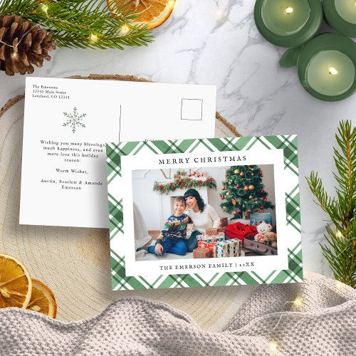 Christmas Plaid Holiday Postcard