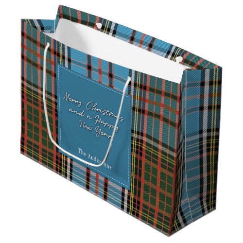 Christmas Plaid Holidays Clan Anderson Tartan Large Gift Bag