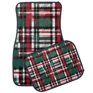 Christmas Plaid In Red Green White And Black Car Floor Mat