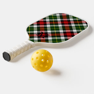 Christmas Plaid INITIAL Sports Holiday Family Fun Pickleball Paddle