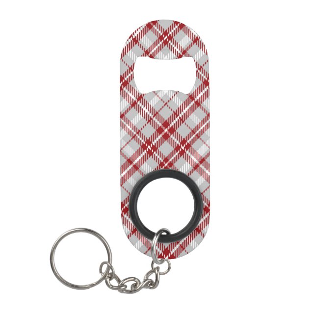 Christmas Plaid  Keychain Bottle Opener (Front)