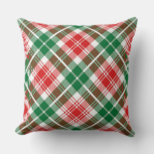 Christmas Plaid Large Square Throw Pillow