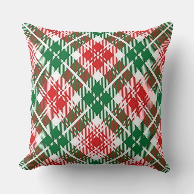 Christmas Plaid Large Square  Throw Pillow (Front)
