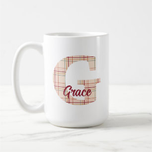 Christmas plaid monogram personalized coffee mug