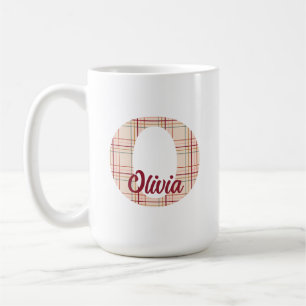 Christmas plaid monogram personalized coffee mug