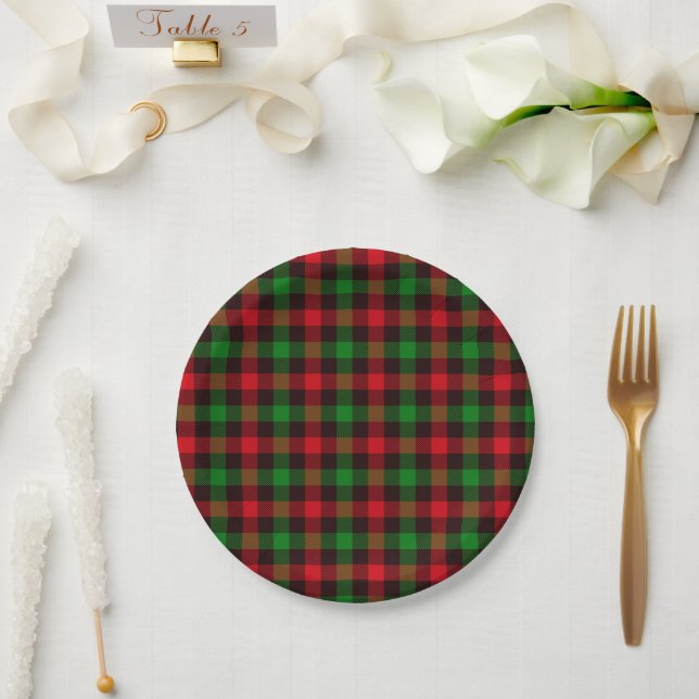 Christmas Plaid Paper Plates (Wedding)