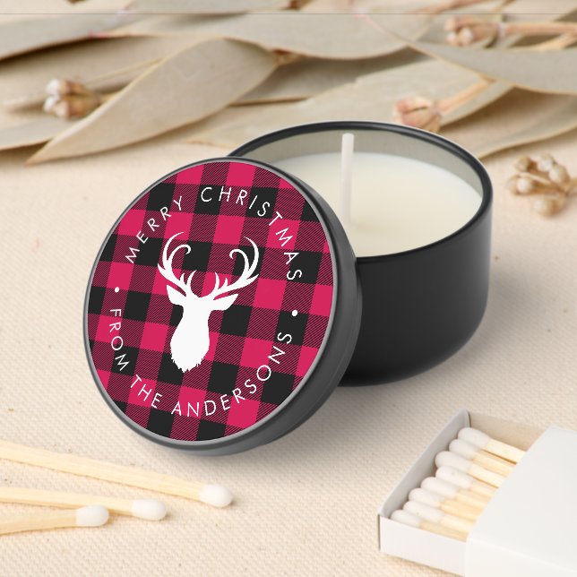 Christmas Plaid Pattern and Deer Mini Candle Favors (Insitu)