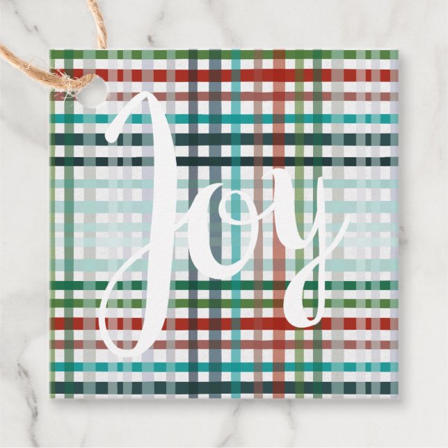 Christmas plaid pattern favor tags (Front)