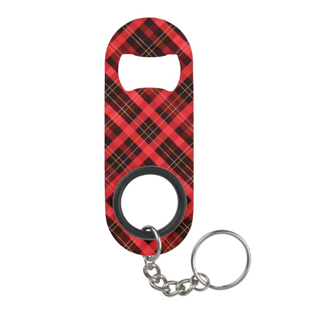 Christmas Plaid Pattern  Keychain Bottle Opener (Back)