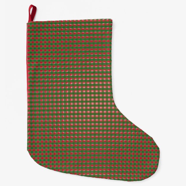 Christmas Plaid Pattern Large Christmas Stocking (Front)