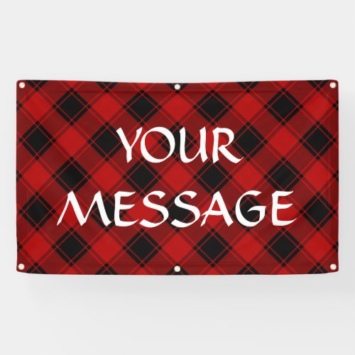 Christmas plaid pattern red and black banner