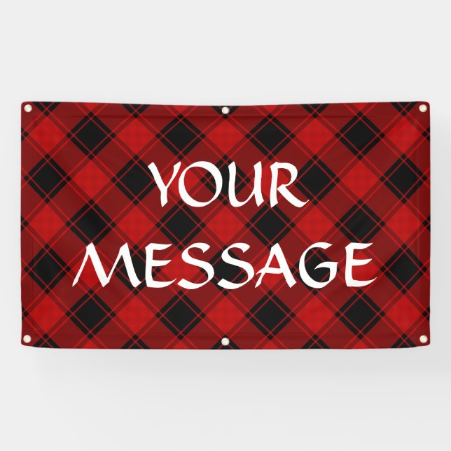 Christmas plaid pattern red and black banner (Horizontal)
