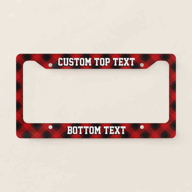 Christmas plaid pattern red and black license plate frame (Front)