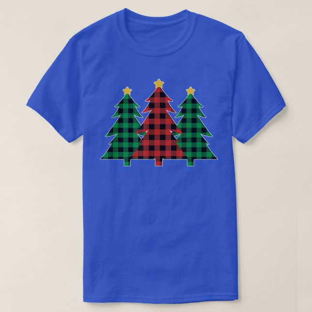 Christmas Plaid Pattern Ugly Christmas Tree  T-Shirt (Design Front)