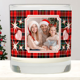 Christmas Plaid Personalized Family Photo Scented Candle