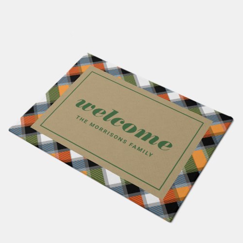 Christmas Plaid Personalized Welcome Doormat