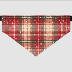 Christmas Plaid Pet Bandana with Snowflakes Collar