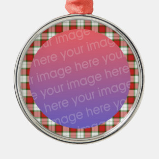 christmas plaid photo frame metal ornament