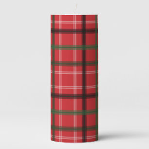 Christmas plaid pillar candle