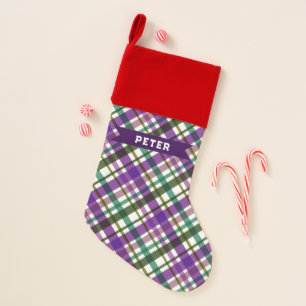 Christmas Plaid Purple Green Stocking