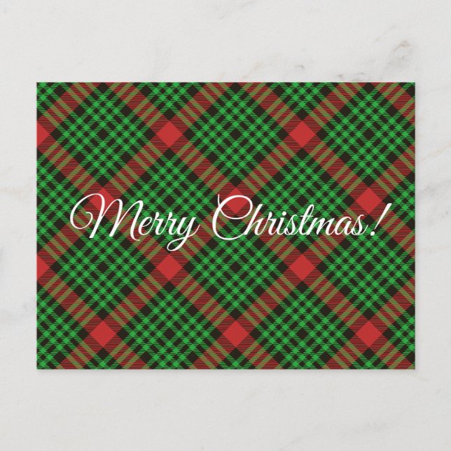 Christmas Plaid Red and Green Wrapping   Holiday Postcard (Front)