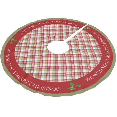 Christmas Plaid _ Red Green and White _ Brushed Polyester Tree Skirt