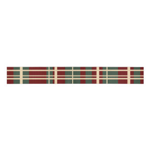 Christmas Plaid Red Green Ivory  Grosgrain Ribbon