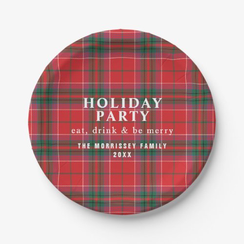 Christmas Plaid Red Green Party Paper Plates