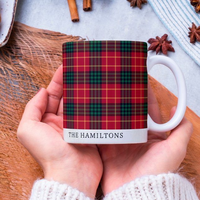 Christmas Plaid Red Tartan Personalized Mug (Creator Uploaded)